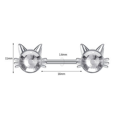 2pcs 14G Silver Cat Nipple Barbell Ring Claw Nipple Piercing