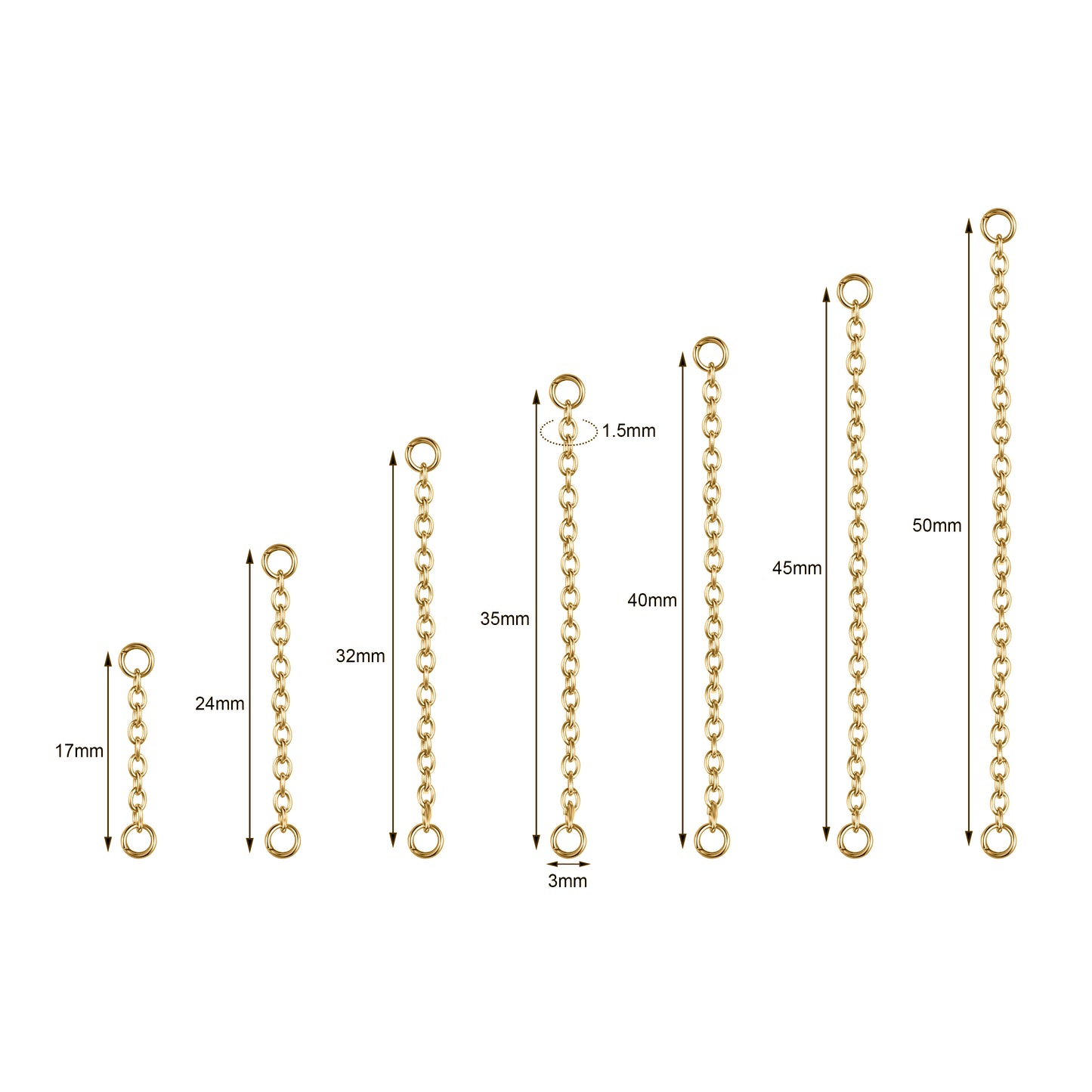 7pcs-set-stainless-steel-gold-nose-stud-chain-economic-set