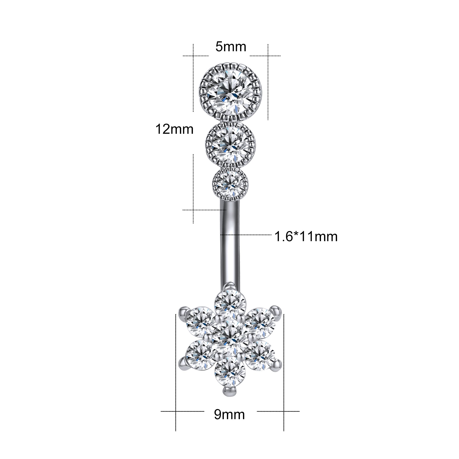 Snowflake-with-Zirconia-Inlay-Belly-Button-Rings