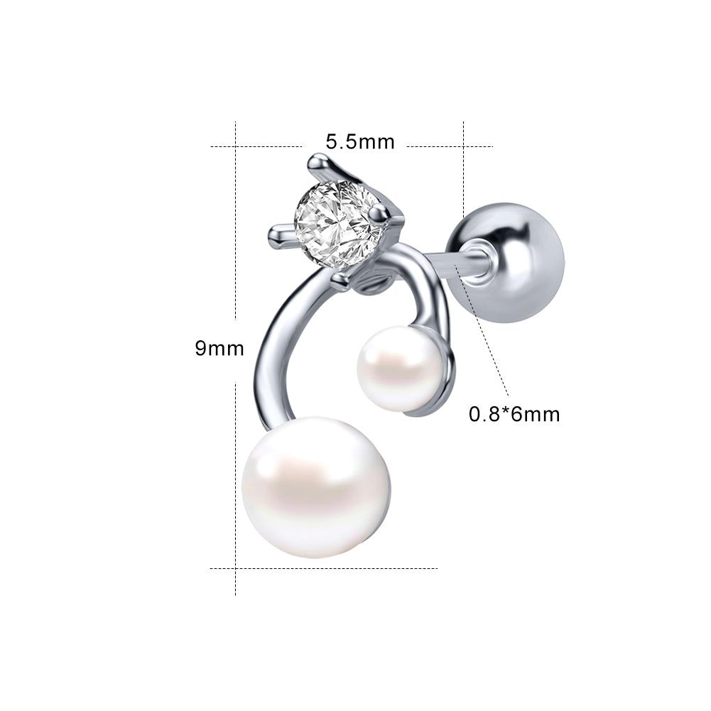 20G Pearl Stud Earring Crystal Ear Stud Jewelry