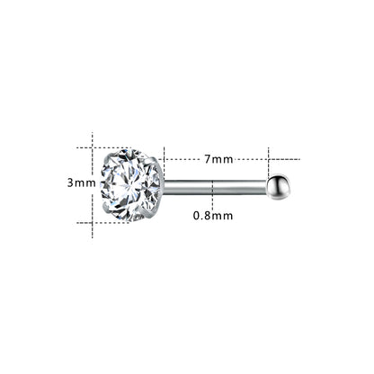 3pcs/set 20g Nose Studs Round Star Heart Shape Cubic Zirconia Nose Piercing-Economic Set