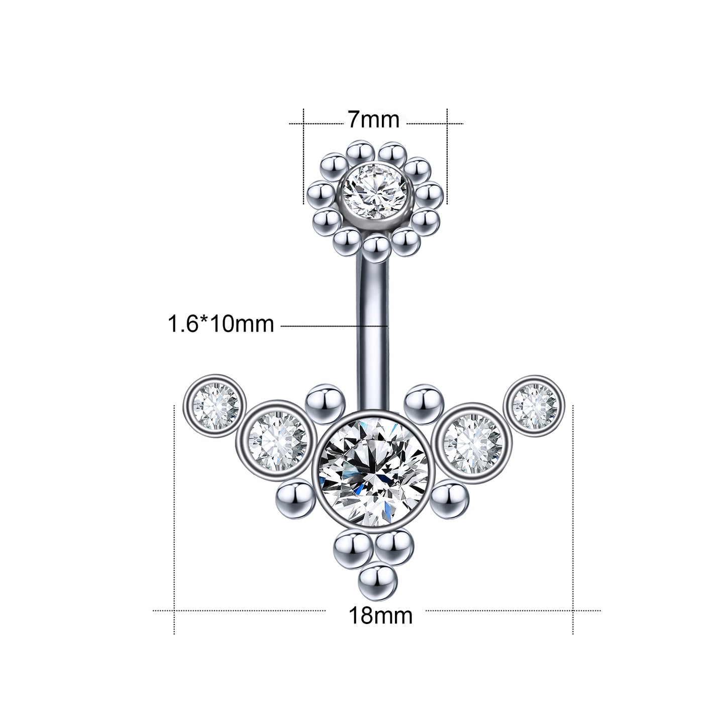 14g Wing Stainless Steel Ball Belly Rings Piercing Sun Flower Belly Navel Piercing Jewelry