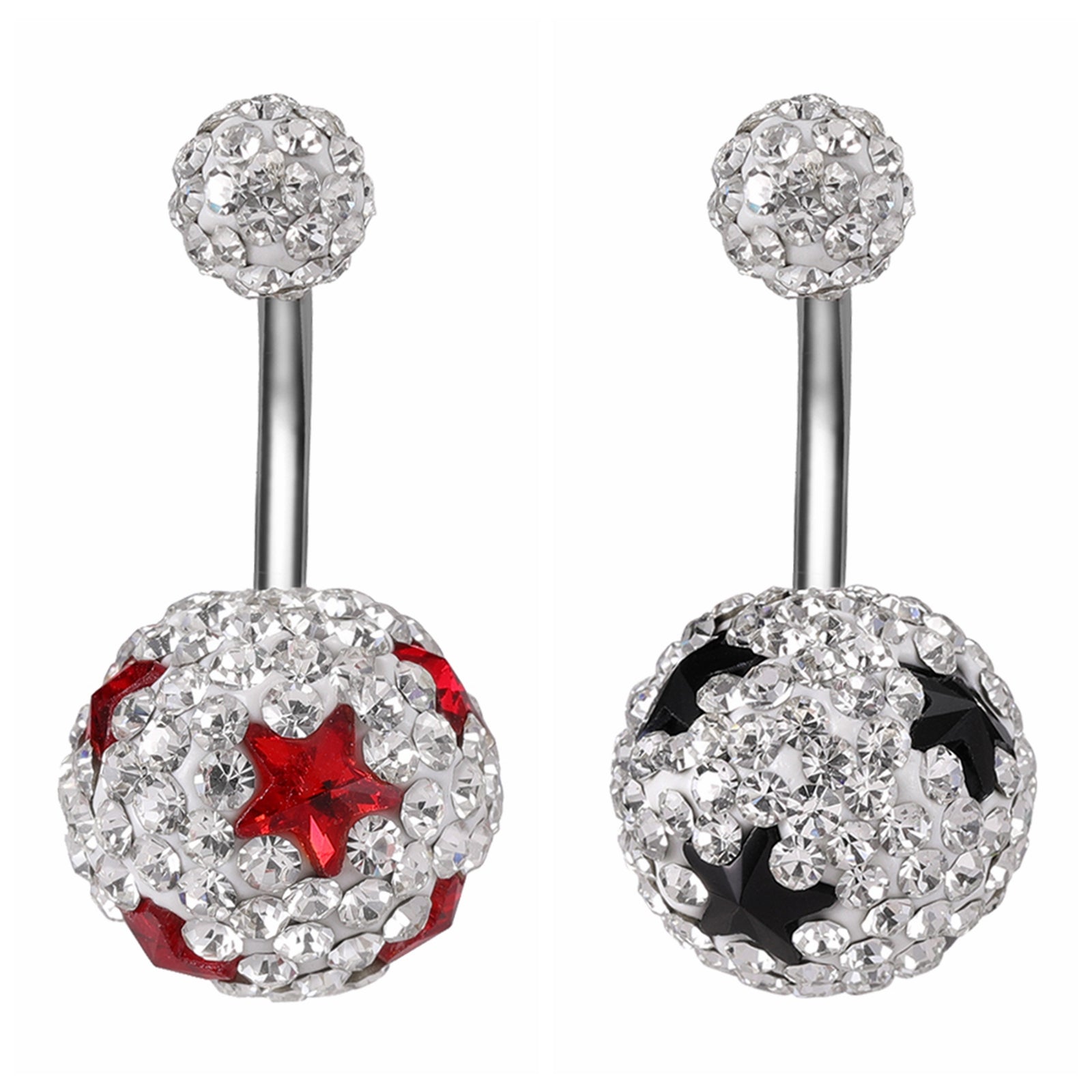 crystal ball belly button ring